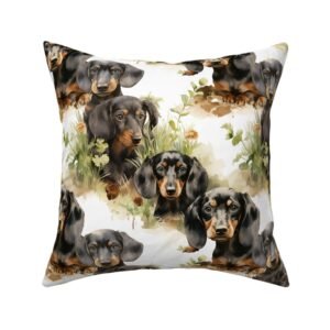 Throw Pillow in Playful Dachshund Pups Nursery Watercolor