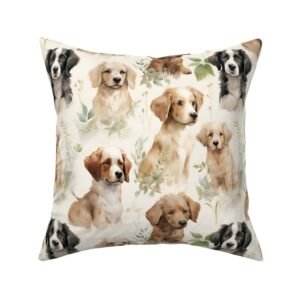 Throw Pillow in Sweet French Spaniel Puppy Dreams