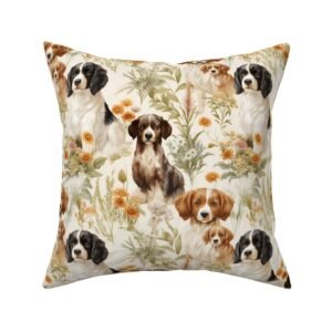 Throw Pillow in Joyful Brittany Puppy Watercolor Dreams